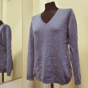 Heathered powder blue cashmere sweater
